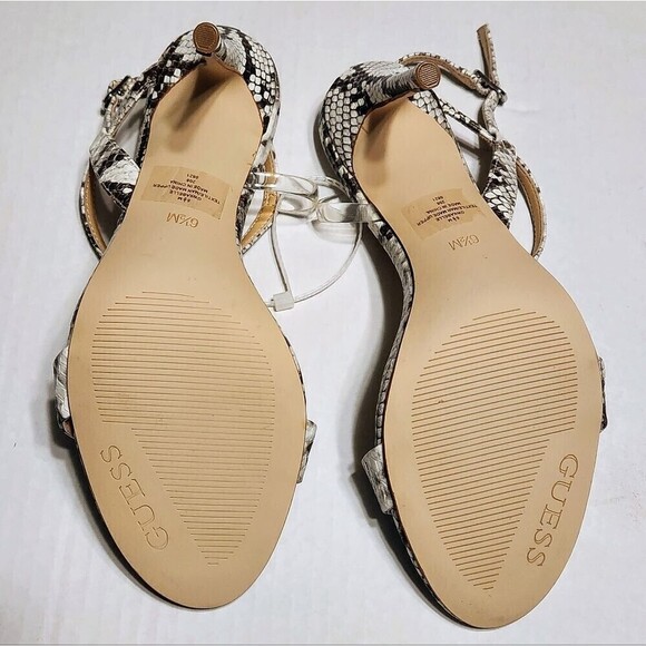 Guess Kabelle Faux Python Ankle Strap Stiletto Heels Black Gray 6.5 - Picture 7 of 10